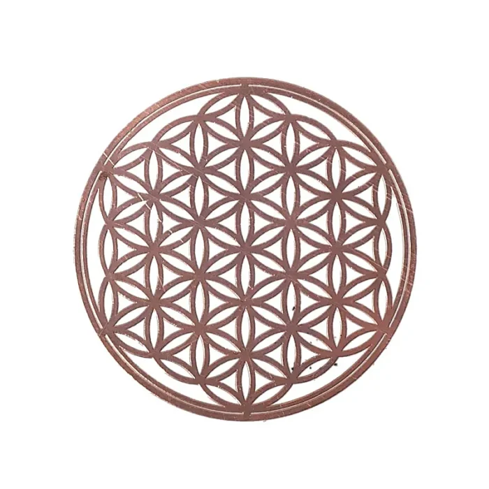 Levensbloem metalen sticker rosé goud 3,3 cm2