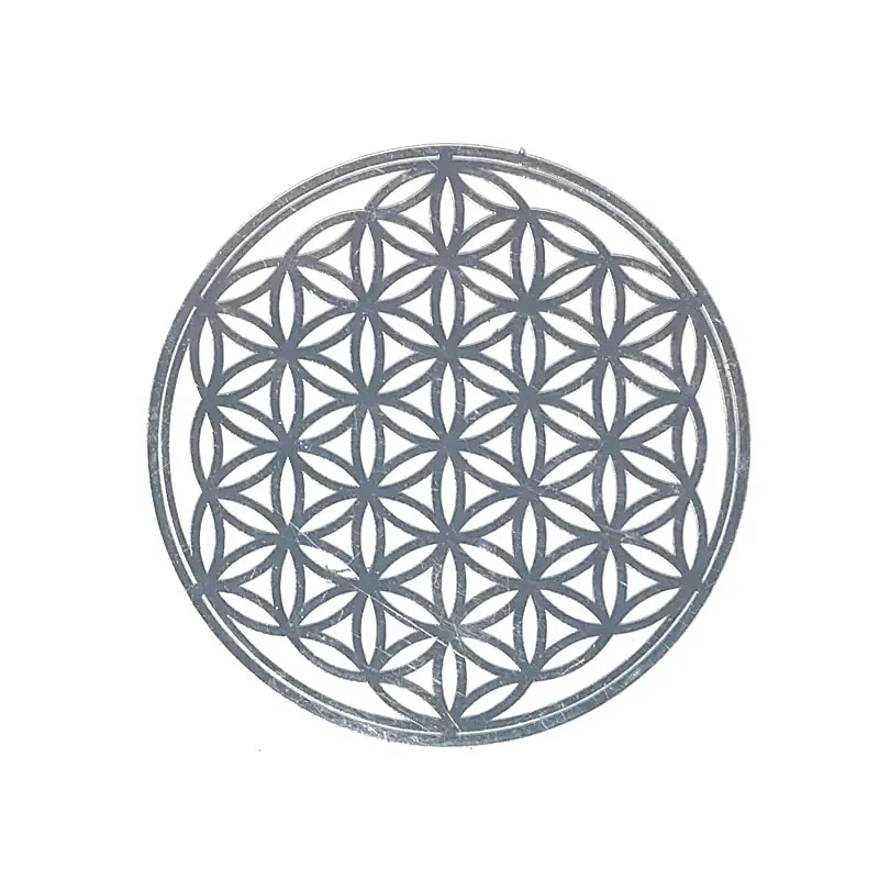 Levensbloem metalen sticker verzilverd 3,3 cm2